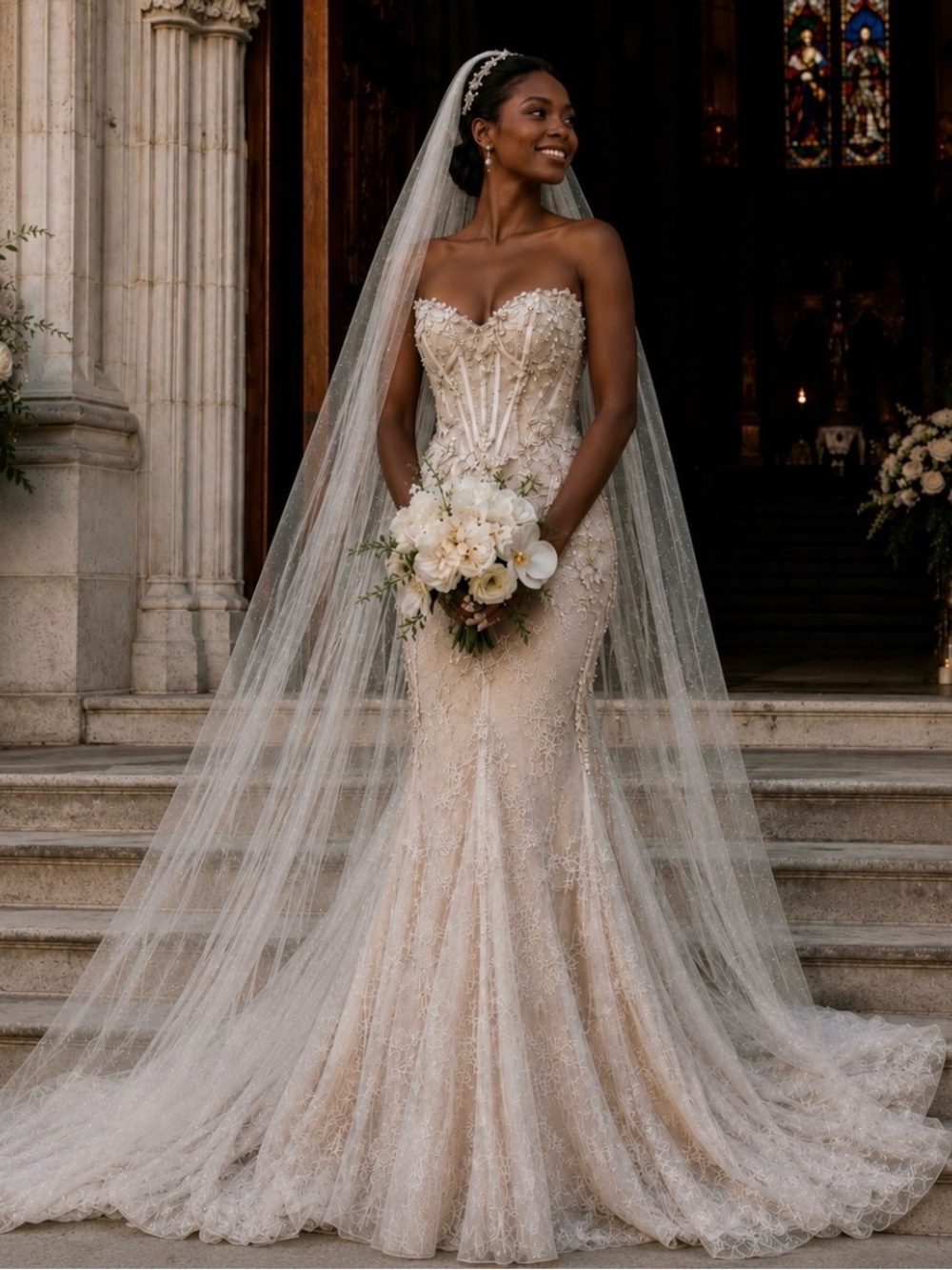 Sottero and Midgley- Almudena Beaded Strapless Lace Mermaid Wedding Gown